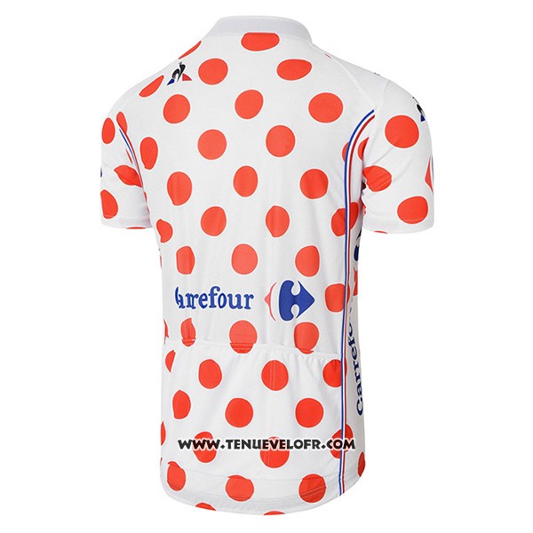 2017 Maillot Ciclismo Tour DE France Blanc et Rouge Manches Courtes et Cuissard